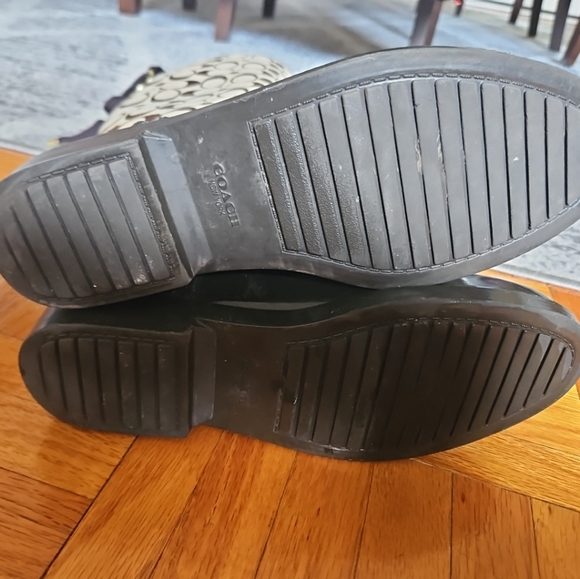 Coach Tristee Rubber Rain Boots Brown/Khaki Signature Lace Up Back Size 8 EUC - Picture 14 of 16